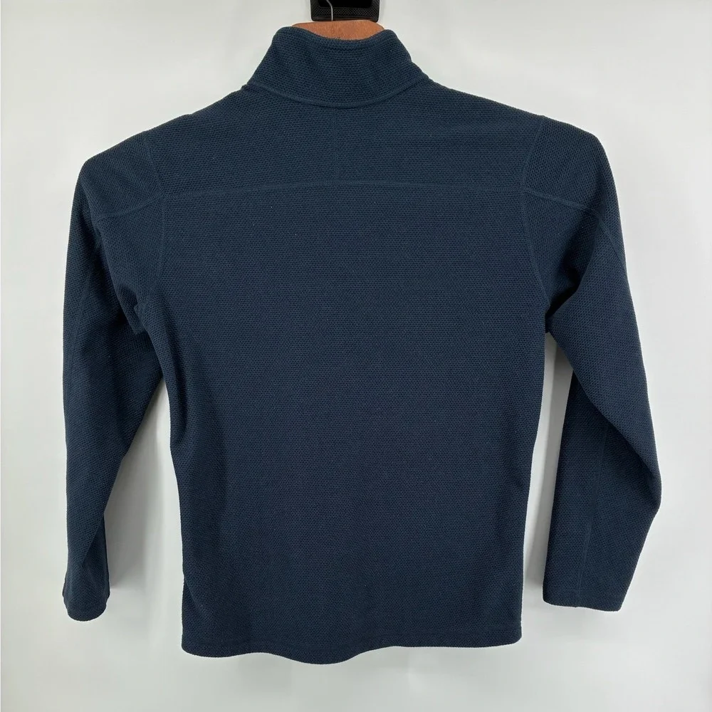 The North Face Mens Full Zip Textured Fleece Jacket Navy Blue Medium M